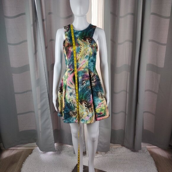 Forever 21 Womens Galaxy Printed Graphic Colorful Fit & Flare Mini Dress Size M - Picture 6 of 11